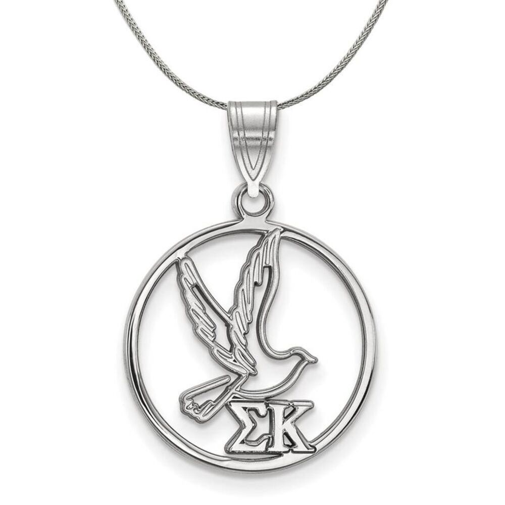 Sterling Silver Sigma Kappa Medium Circle Pendant Necklace - 24 Inch